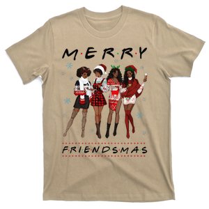 Funny Merry Friendsmas Black Girl Friends Christmas Matching Group T-Shirt