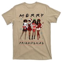 Funny Merry Friendsmas Black Girl Friends Christmas Matching Group T-Shirt