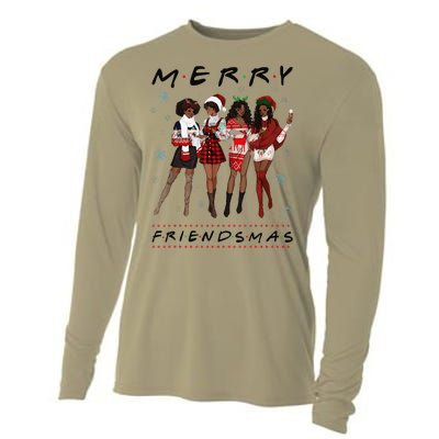 Funny Merry Friendsmas Black Girl Friends Christmas Matching Group Cooling Performance Long Sleeve Crew