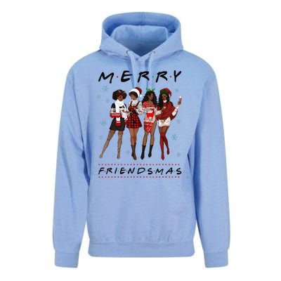 Funny Merry Friendsmas Black Girl Friends Christmas Matching Group Unisex Surf Hoodie