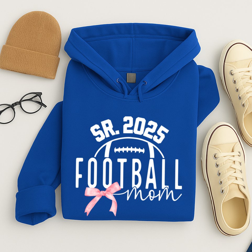 Football Mom For High College Football Mama Senior 2025 Funny Gift Hoodie