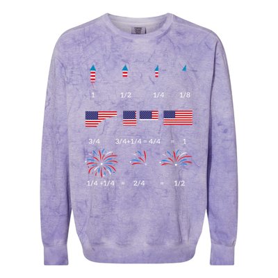 Funny Math Fraction Fireworks Teacher Patriotic Usa 4th Colorblast Crewneck Sweatshirt