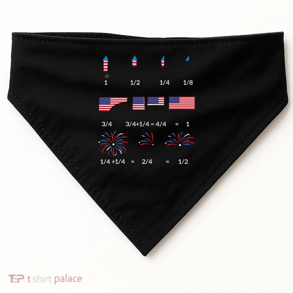 Funny Math Fraction Fireworks Teacher Patriotic Usa 4th USA-Made Doggie Bandana