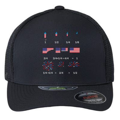 Funny Math Fraction Fireworks Teacher Patriotic Usa 4th Flexfit Unipanel Trucker Cap