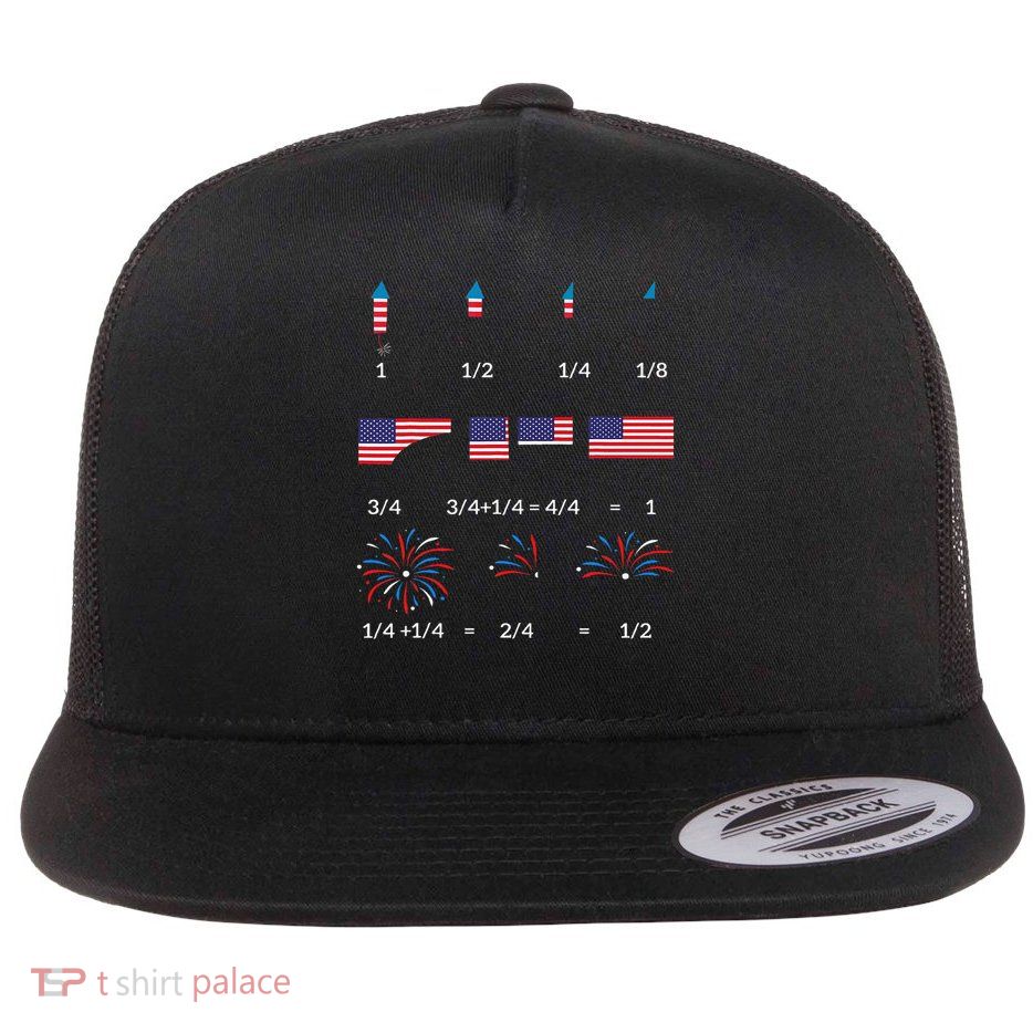 Funny Math Fraction Fireworks Teacher Patriotic Usa 4th Flatbill Hat
