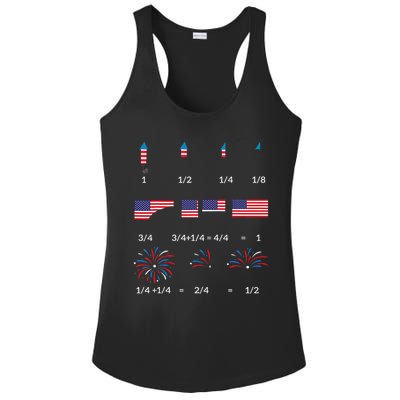 Funny Math Fraction Fireworks Teacher Patriotic Usa 4th Ladies PosiCharge Competitor Racerback Tank