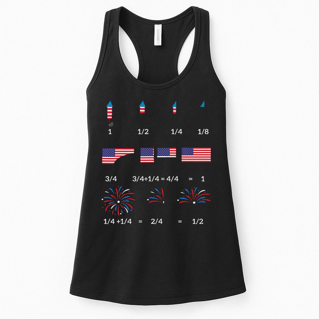 Funny Math Fraction Fireworks Teacher Patriotic Usa 4th Womens Tank Top