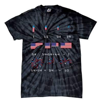 Funny Math Fraction Fireworks Teacher Patriotic Usa 4th Tie-Dye T-Shirt