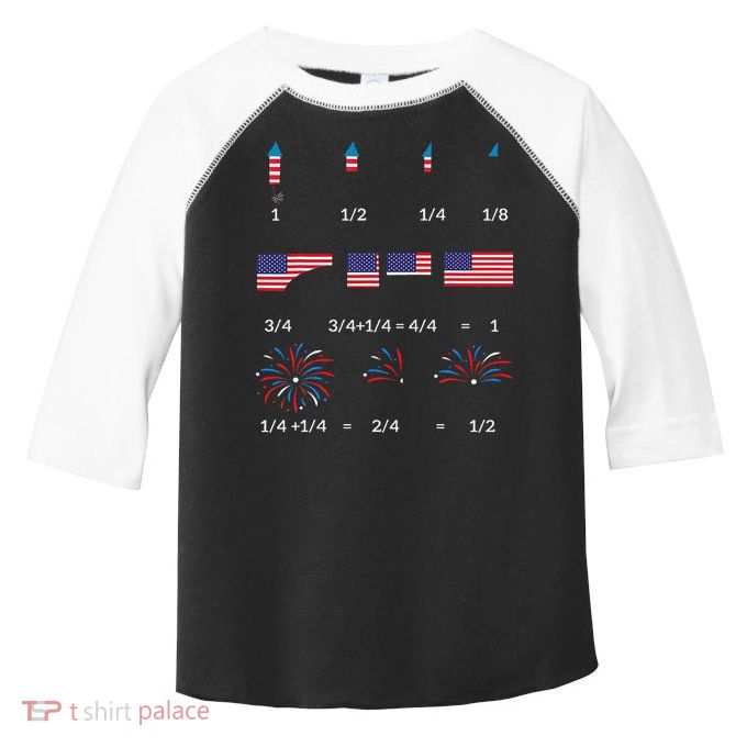 Funny Math Fraction Fireworks Teacher Patriotic Usa 4th Toddler Fine Jersey T-Shirt