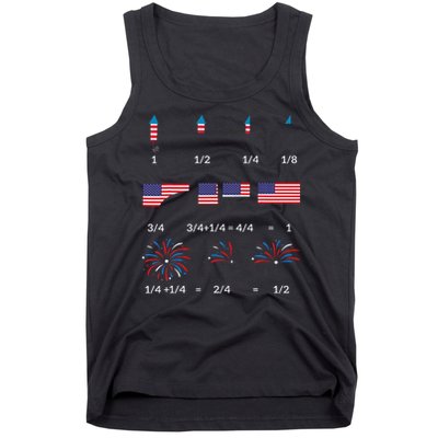 Funny Math Fraction Fireworks Teacher Patriotic Usa 4th Tank Top
