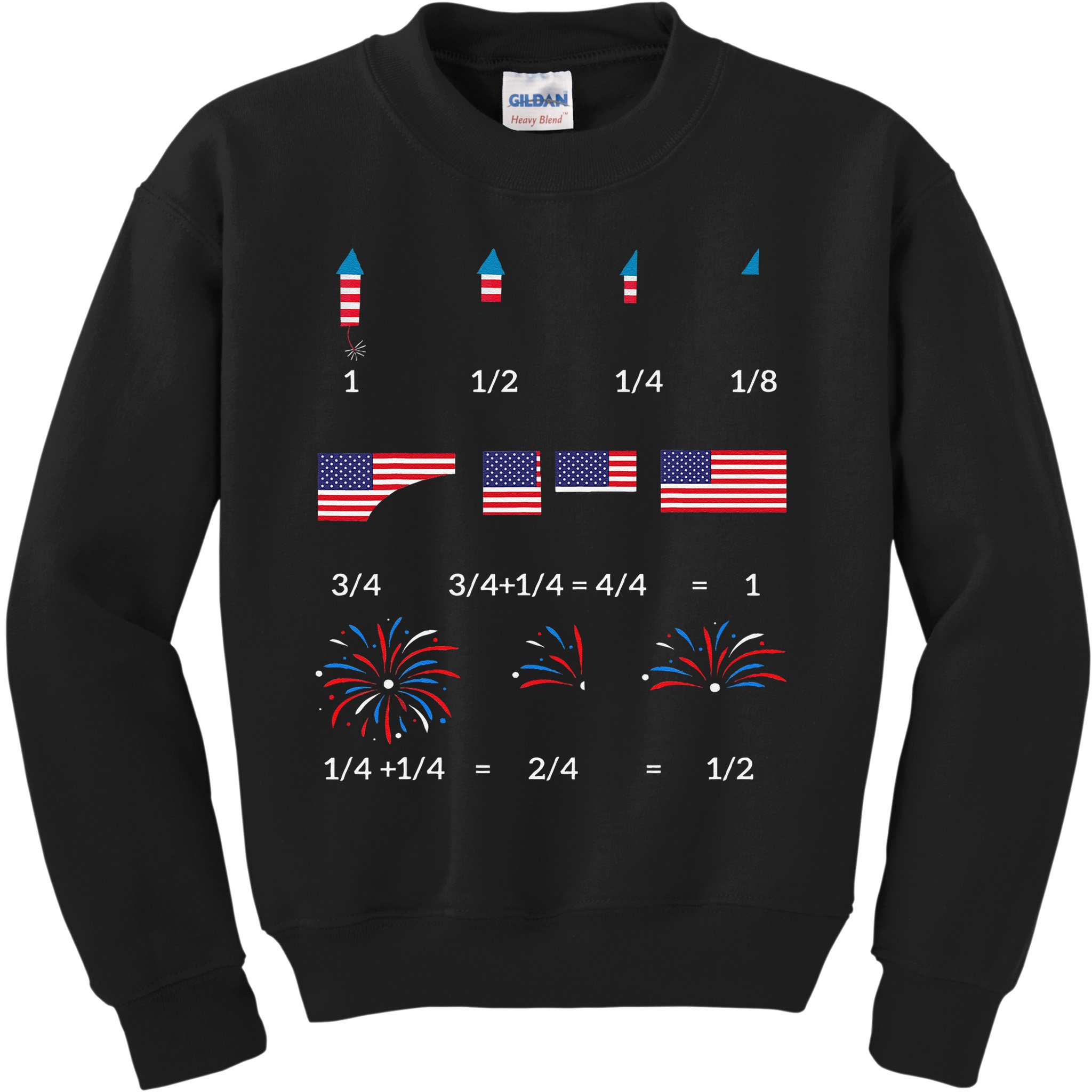 Funny Math Fraction Fireworks Teacher Patriotic Usa 4th Kids Sweatshirt