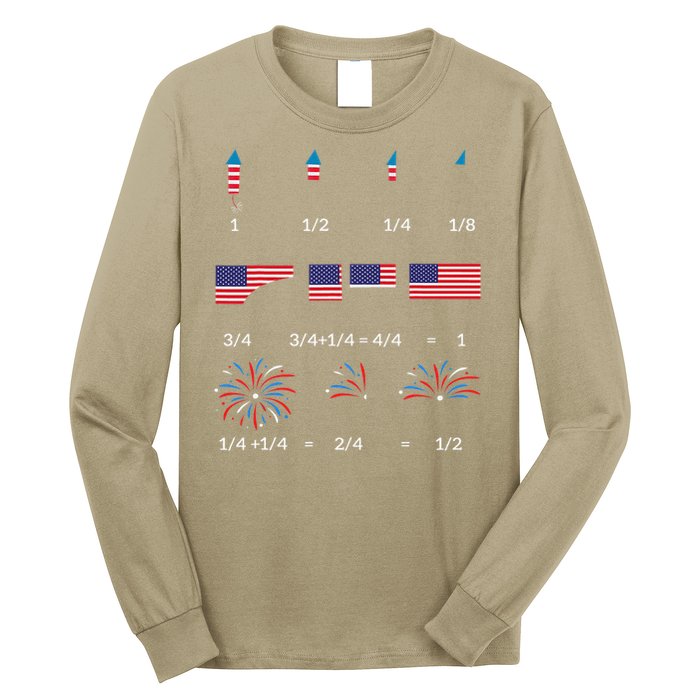 Funny Math Fraction Fireworks Teacher Patriotic Usa 4th Long Sleeve Shirt