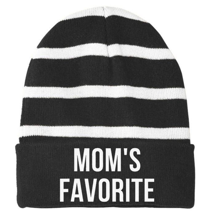 Funny MomS Favorite Striped Beanie with Solid Band