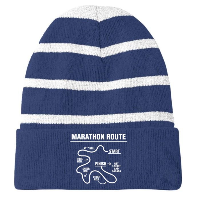 Funny Marathon Striped Beanie with Solid Band