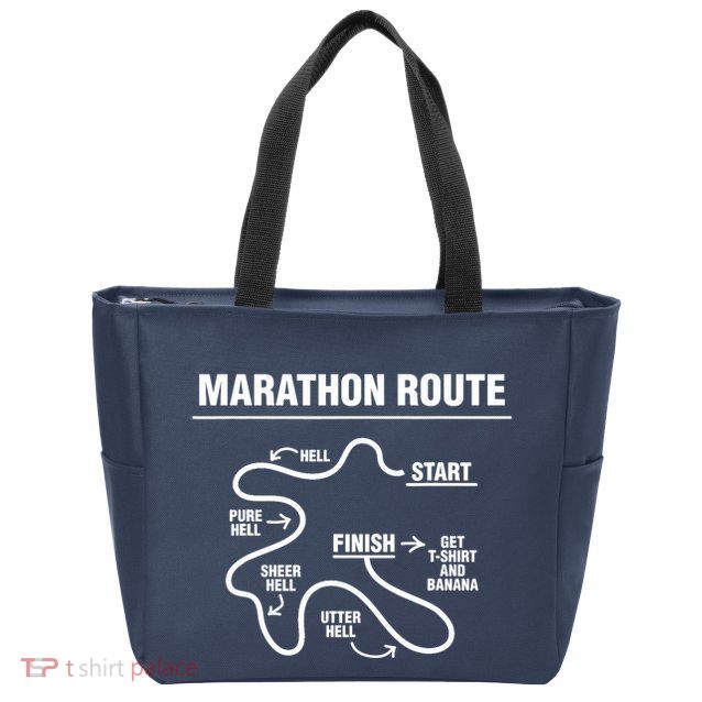 Funny Marathon Zip Tote Bag