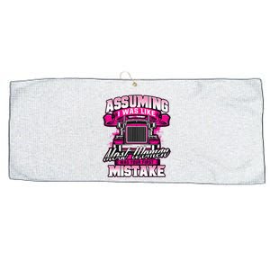 First Mistake Female Semi Truck Driver Trucker Trucking Large Microfiber Waffle Golf Towel