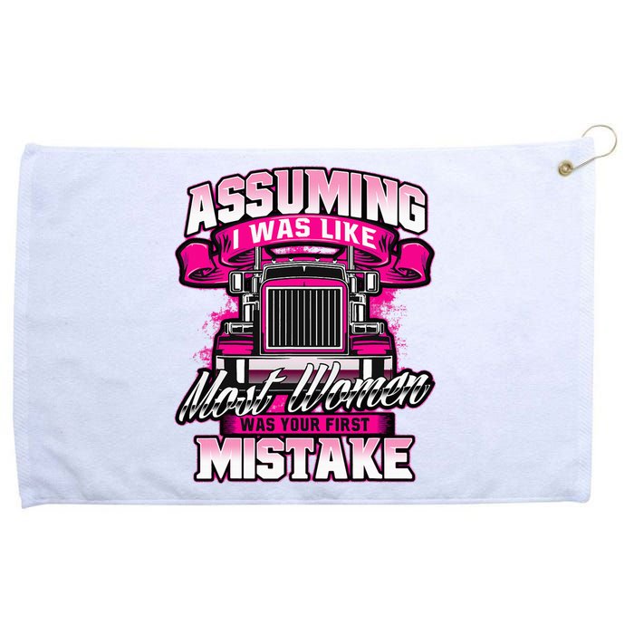 First Mistake Female Semi Truck Driver Trucker Trucking Grommeted Golf Towel