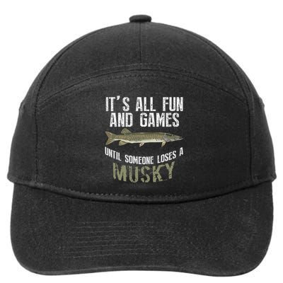 Funny Musky Fishing Muskellunge Freshwater Fish Angler Gift 7-Panel Snapback Hat