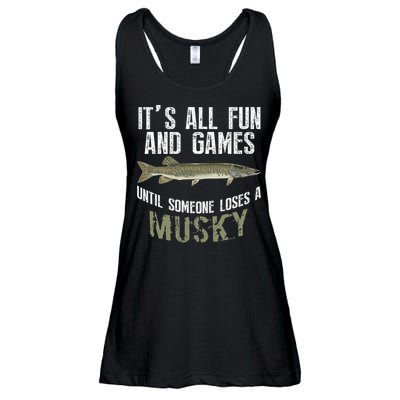 Funny Musky Fishing Muskellunge Freshwater Fish Angler Gift Ladies Essential Flowy Tank