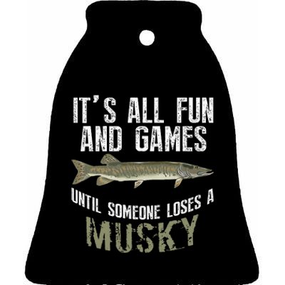 Funny Musky Fishing Muskellunge Freshwater Fish Angler Gift Ceramic Bell Ornament