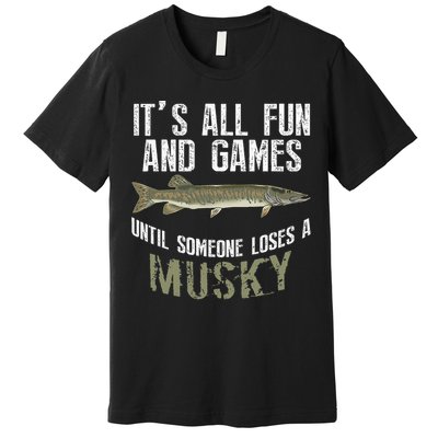Funny Musky Fishing Muskellunge Freshwater Fish Angler Gift Premium T-Shirt