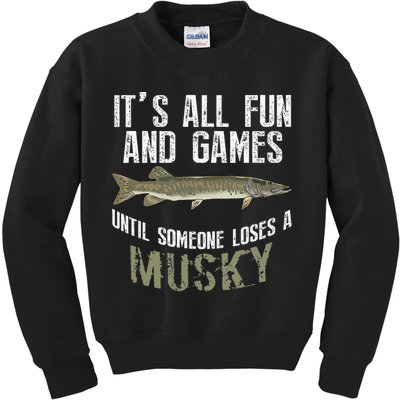 Funny Musky Fishing Muskellunge Freshwater Fish Angler Gift Kids Sweatshirt