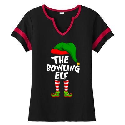 Funny Matching Family Christmas The Bowling Elf Great Gift Ladies Halftime Notch Neck Tee