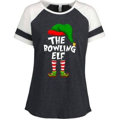 Funny Matching Family Christmas The Bowling Elf Great Gift Enza Ladies Jersey Colorblock Tee