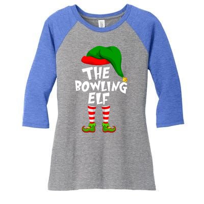 Funny Matching Family Christmas The Bowling Elf Great Gift Women's Tri-Blend 3/4-Sleeve Raglan Shirt