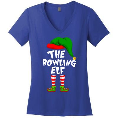 Funny Matching Family Christmas The Bowling Elf Great Gift Women's V-Neck T-Shirt