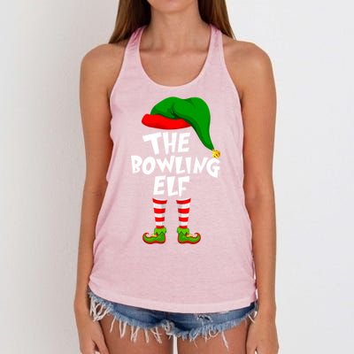 Funny Matching Family Christmas The Bowling Elf Great Gift Women's Knotted Racerback Tank