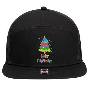 Family Matching Feliz Navidad Spanish Mexican Christmas 7 Panel Mesh Trucker Snapback Hat