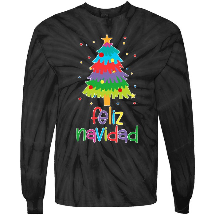 Family Matching Feliz Navidad Spanish Mexican Christmas Tie-Dye Long Sleeve Shirt