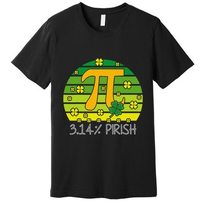 Funny Math Fraction Four Leaf Clover Teacher St Patricks Day Premium T-Shirt