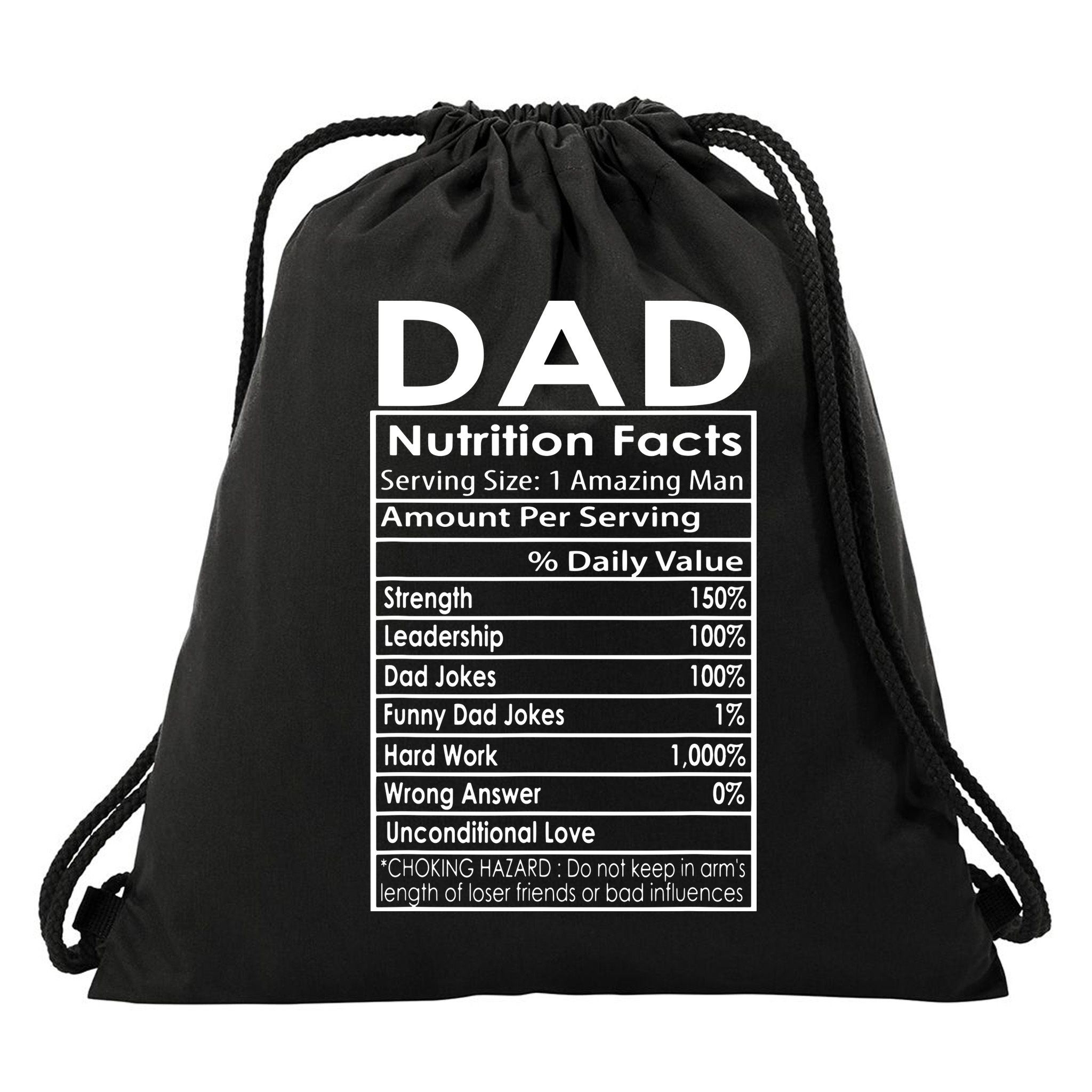Funny Men's Father's Day Dad Nutrition Facts Gift Drawstring Bag