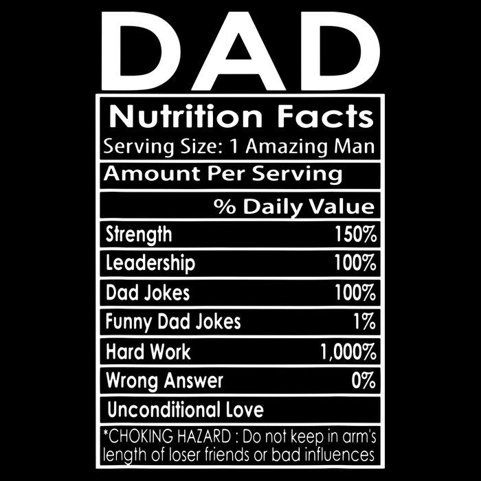 Funny Men's Father's Day Dad Nutrition Facts Gift Drawstring Bag