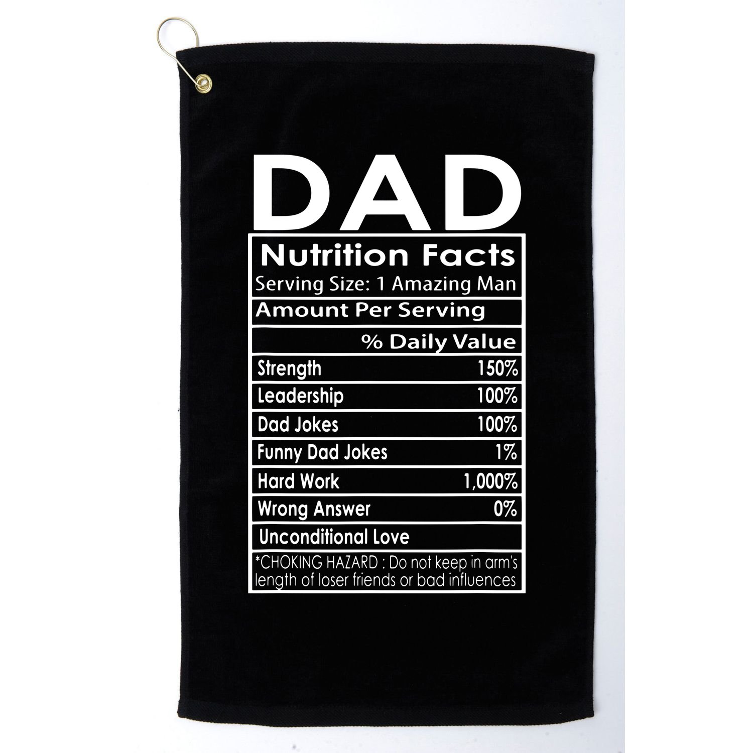 Funny Men's Father's Day Dad Nutrition Facts Gift Golf Towel