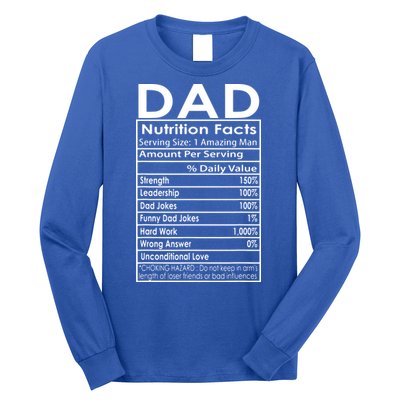 Funny Men's Father's Day Dad Nutrition Facts Gift Long Sleeve Shirt