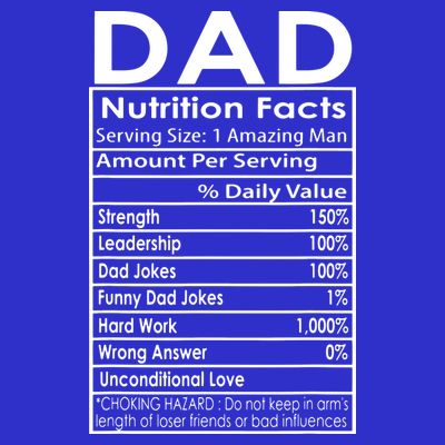 Funny Men's Father's Day Dad Nutrition Facts Gift T-Shirt