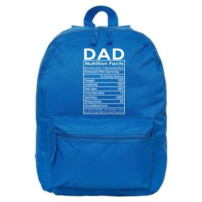 Funny Men's Father's Day Dad Nutrition Facts Gift 16 in Basic Backpack