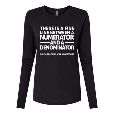 Funny Math FINE LINE NUMERATOR DENOMINATOR Womens Cotton Relaxed Long Sleeve T-Shirt