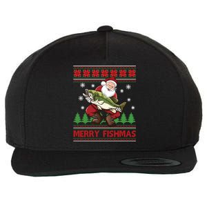 Fun Merry Fishmas Santa Fishing Ugly Christmas Sweater Style Gift Wool Snapback Cap