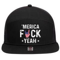 Funny Merica Fuck Yeah 4th Of July 7 Panel Mesh Trucker Snapback Hat