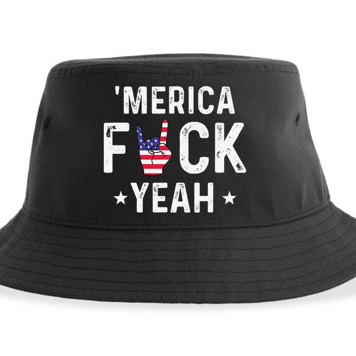 Funny Merica Fuck Yeah 4th Of July Sustainable Bucket Hat