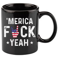 Funny Merica Fuck Yeah 4th Of July 11oz C Handle Ceramic Mug