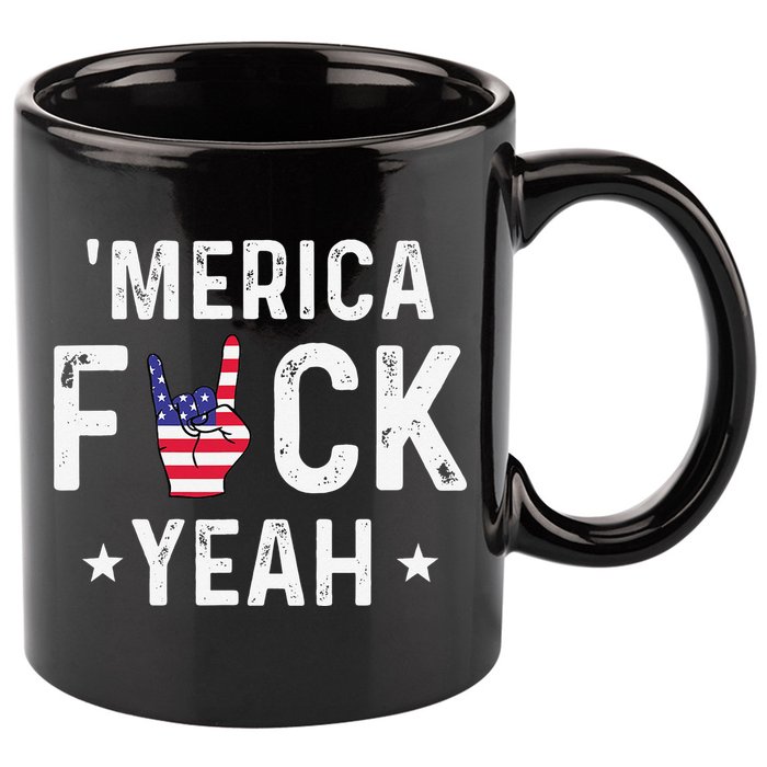 Funny Merica Fuck Yeah 4th Of July 11oz C Handle Ceramic Mug
