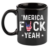 Funny Merica Fuck Yeah 4th Of July 11oz C Handle Ceramic Mug