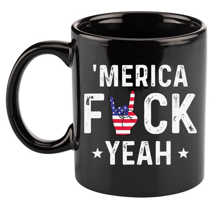 Funny Merica Fuck Yeah 4th Of July 11oz C Handle Ceramic Mug