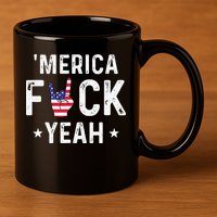 Funny Merica Fuck Yeah 4th Of July 11oz C Handle Ceramic Mug