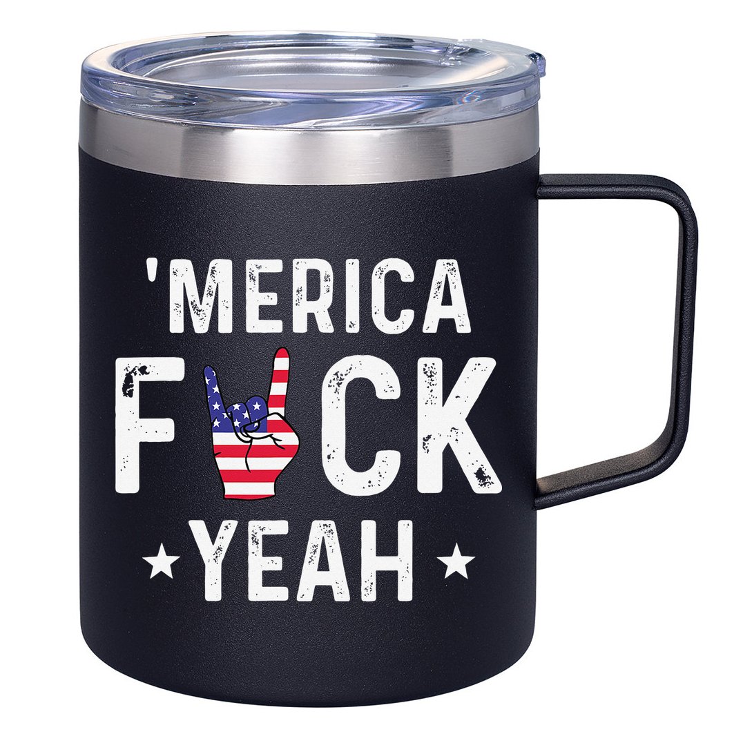 Funny Merica Fuck Yeah 4th Of July 12oz Stainless Steel Coffee Mug